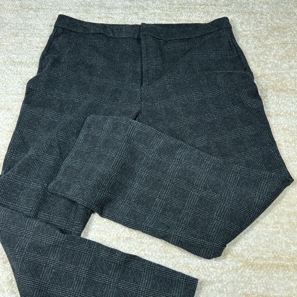 Crosby Pants Mens XL Classic Trouser Gray Plaid Stretch Cotton Blend